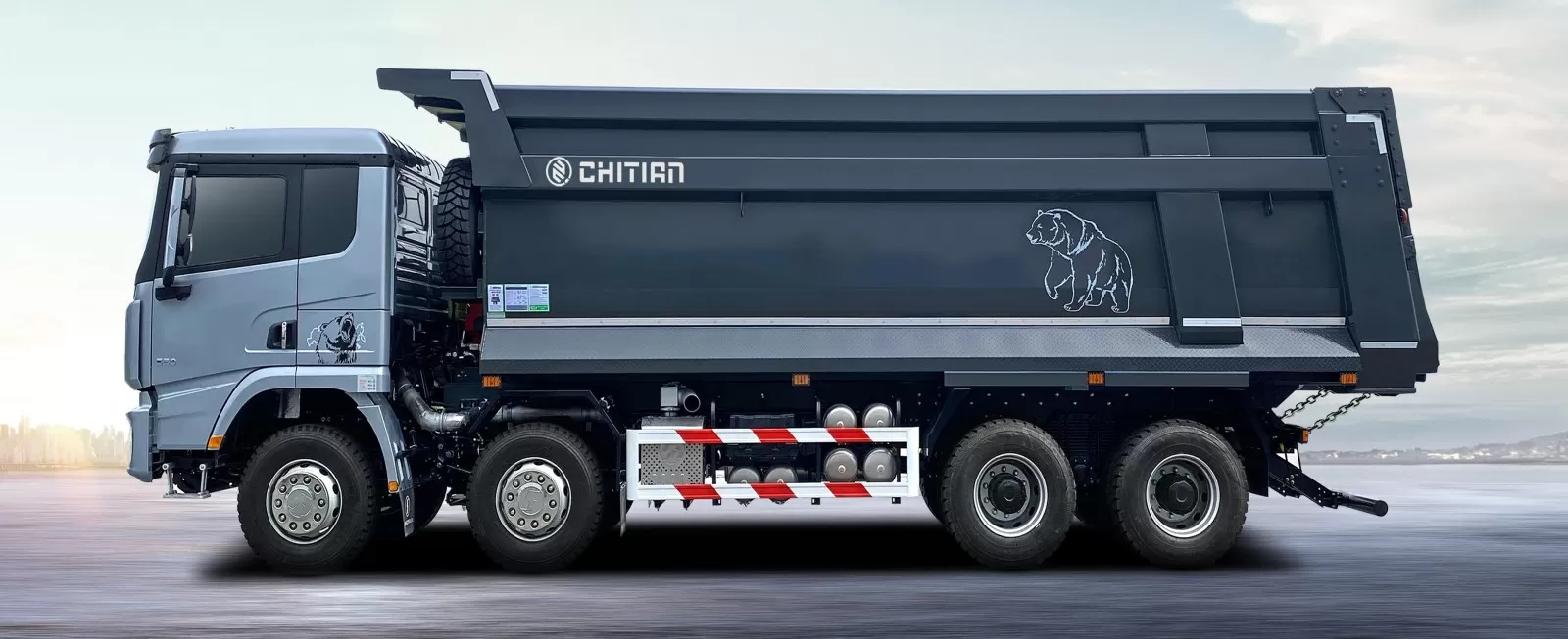 U shaped Rear Tipping Dump Truck with Extended Cargo Bed (asphalt)